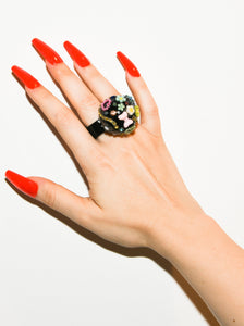 Black Multicolor Mermaid Ring