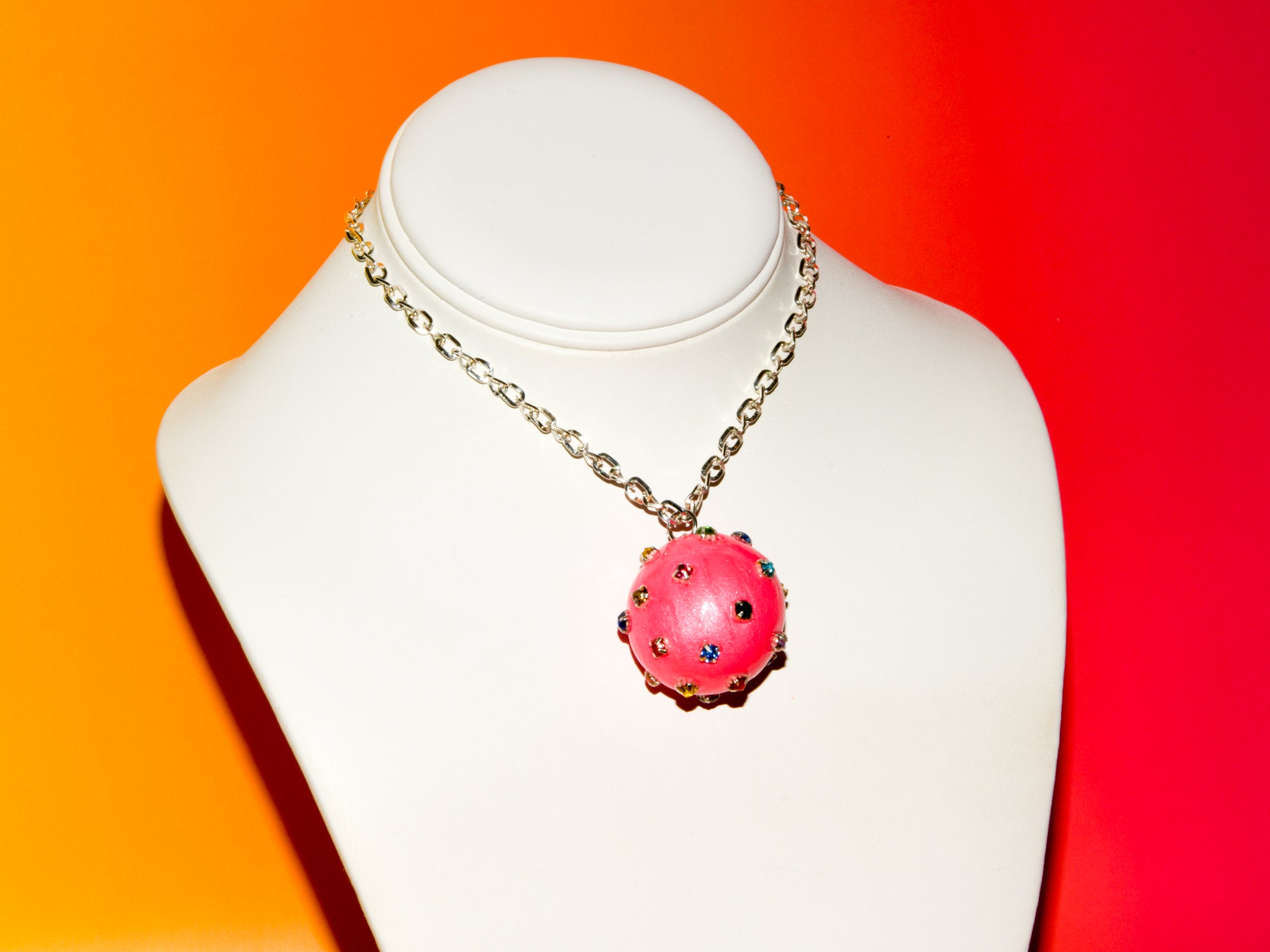Disco Ball Choker Necklace in Hot Pink